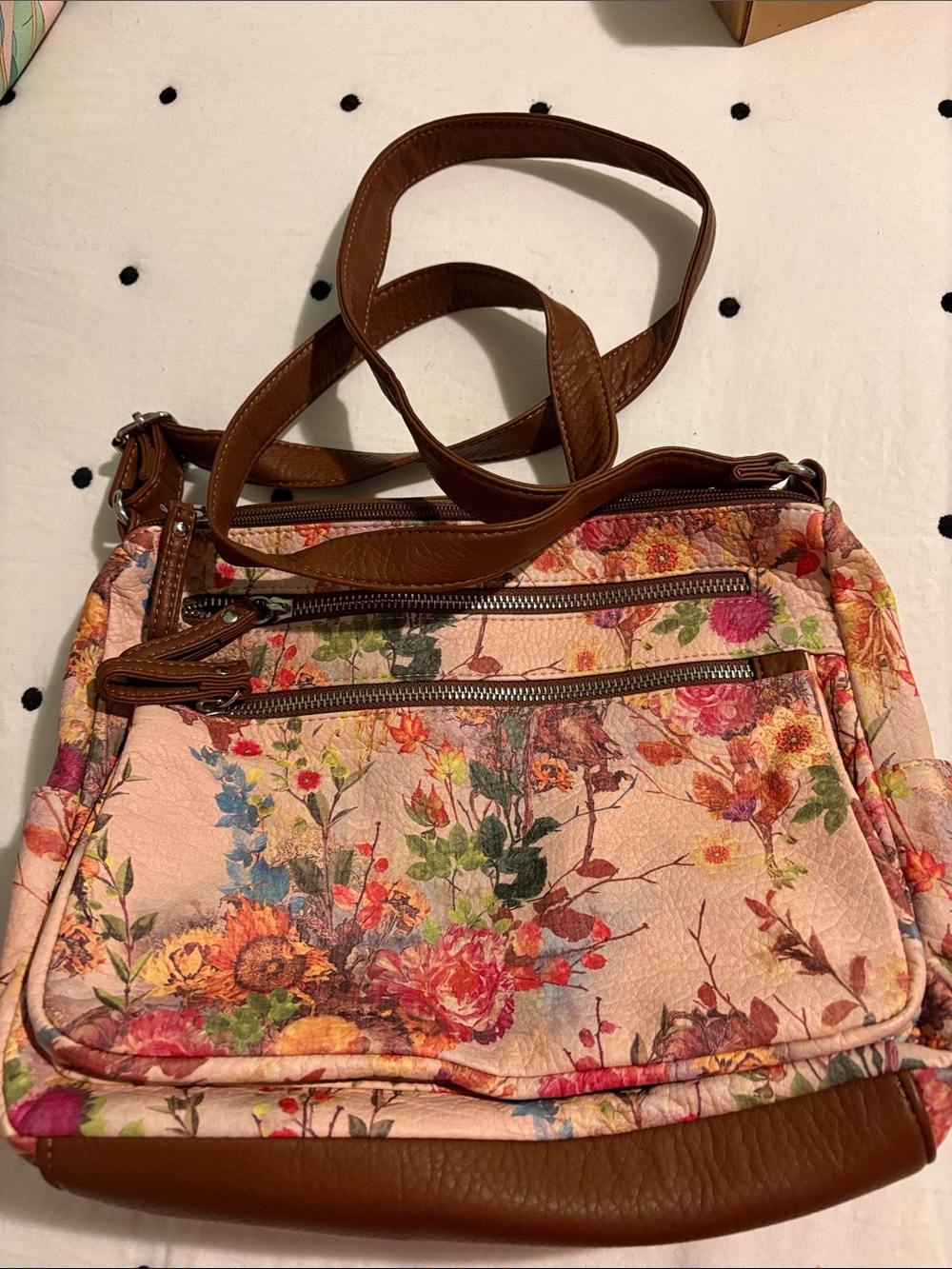 Bueno Floral Crossbody Bag in Pink and Brown